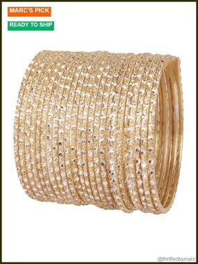 Handcrafted Bollywood Indian Bangle Bracelet Set Gold Tone Women